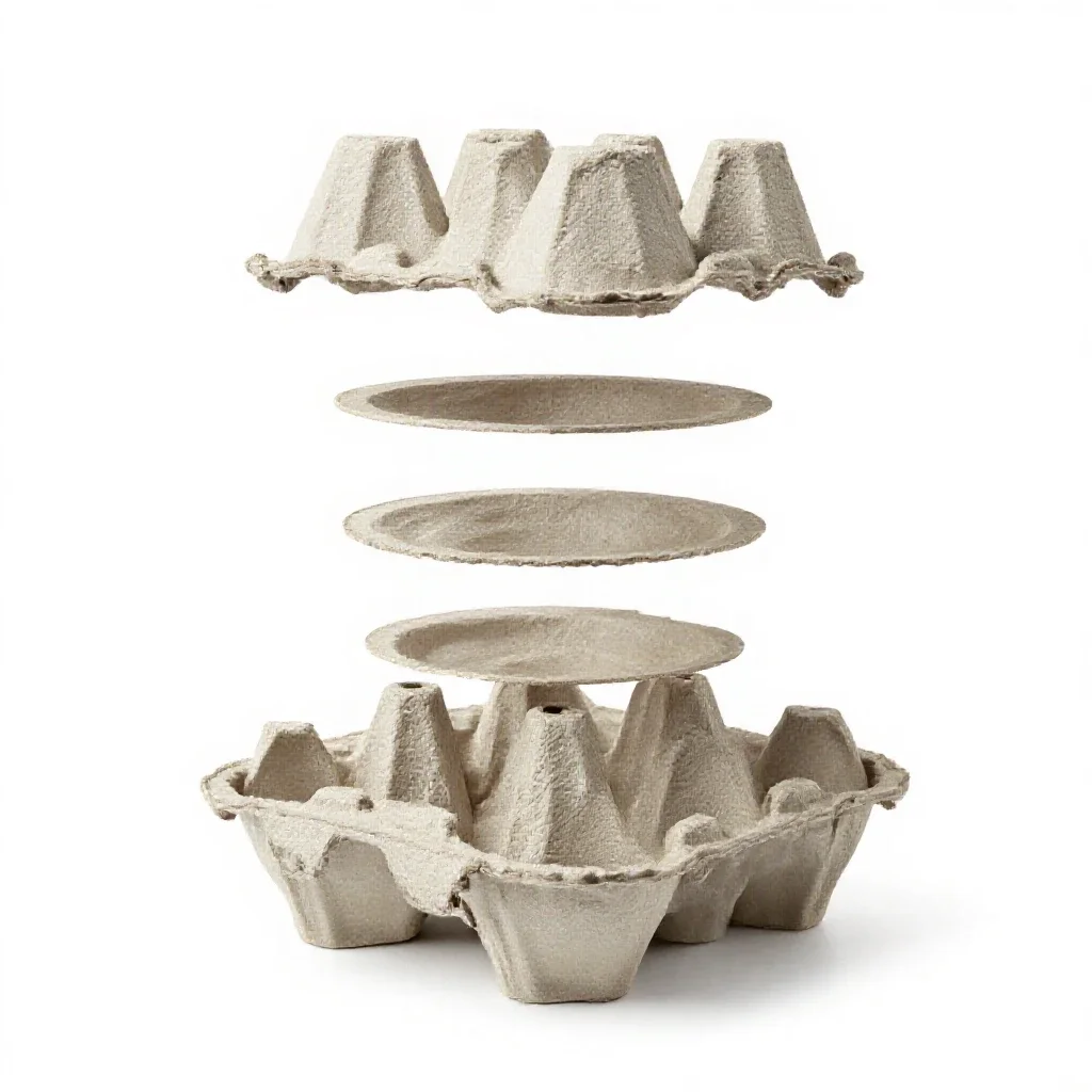 Moulded pulp egg carton isolated on a white background