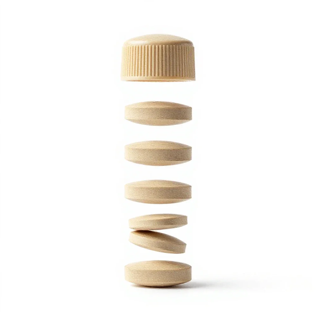 Pill bottle with a child cap isolated on a white background