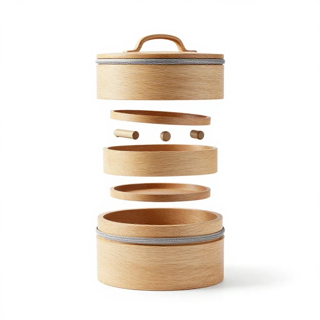 Stacked bento tiffin carrier isolated on a white background