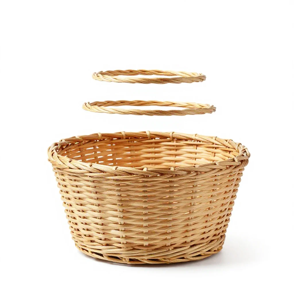 Woven market basket isolated on a white background