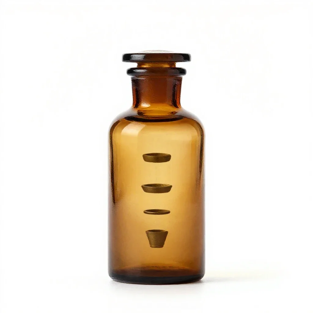 Amber glass apothecary bottle isolated on a white background