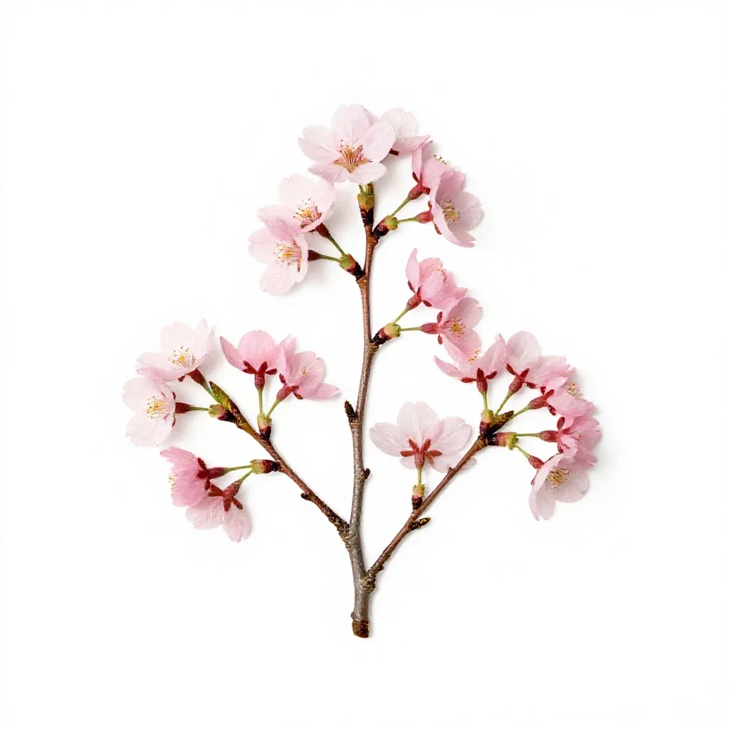 Cherry blossom branch isolated on a white background