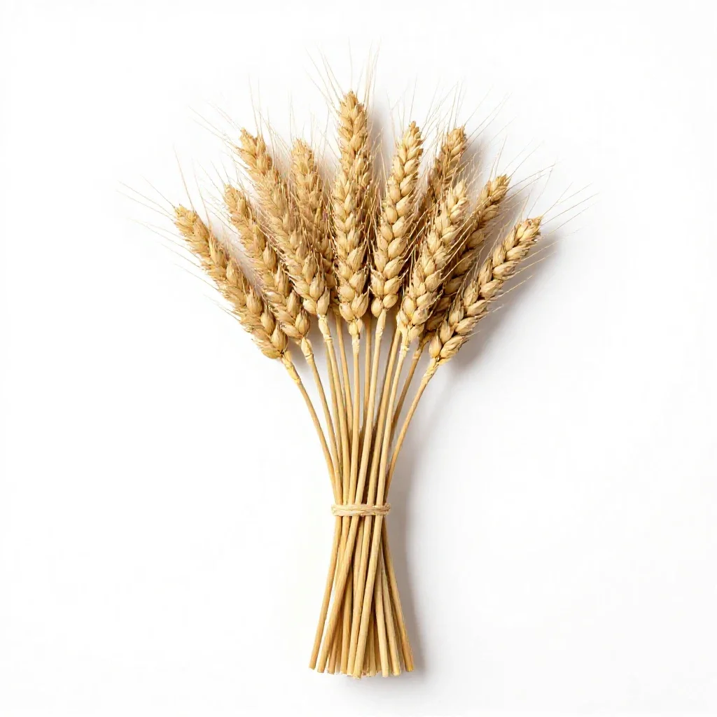 Dried wheat bundle isolated on a white background