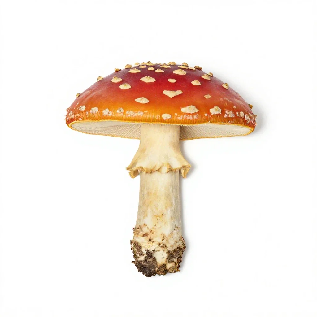 Fly agaric mushroom isolated on a white background