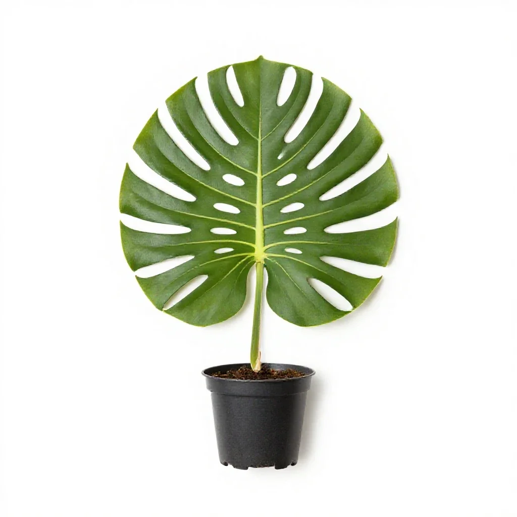Monstera deliciosa in a pot isolated on a white background
