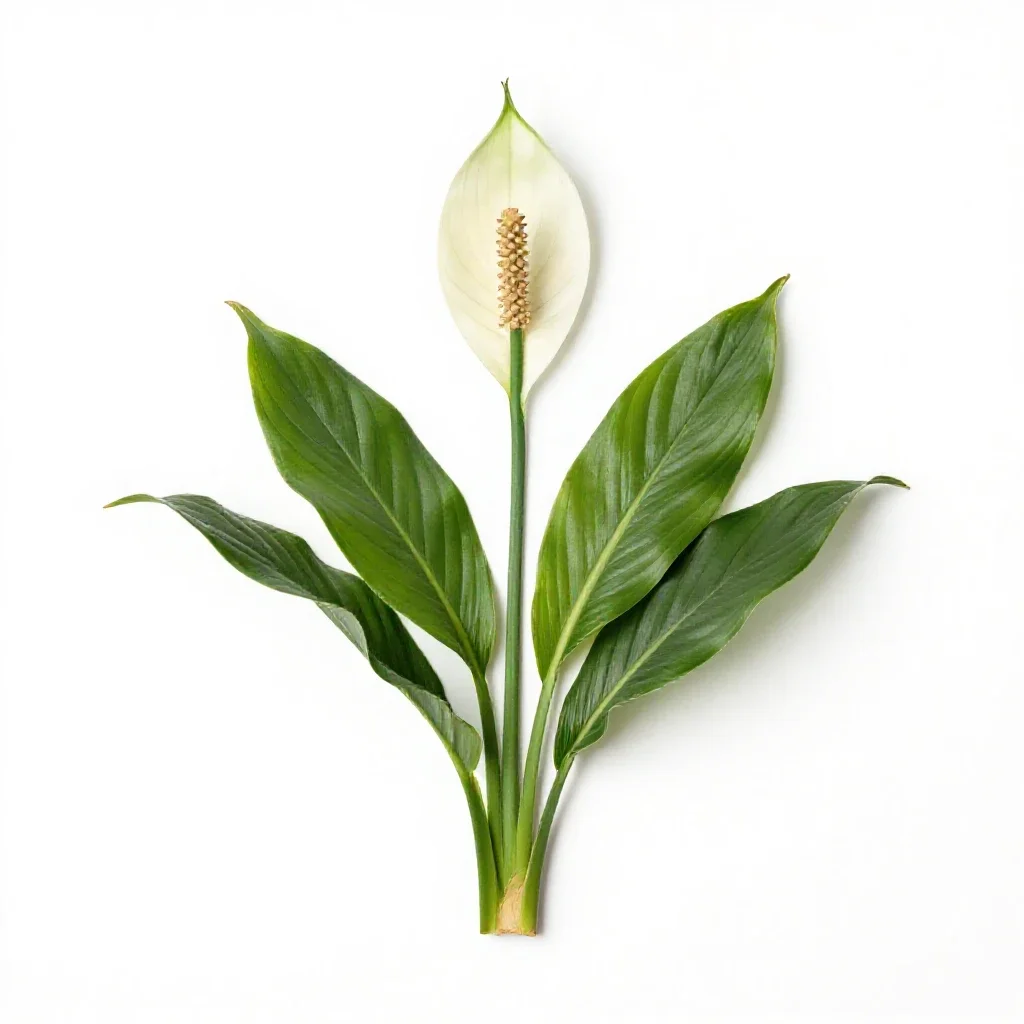 Peace lily in bloom isolated on a white background