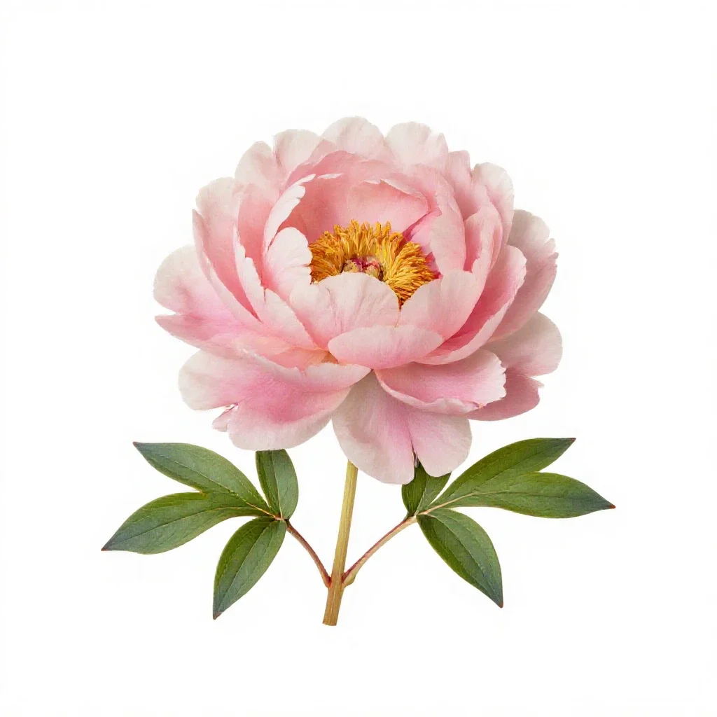 Peony in full bloom isolated on a white background