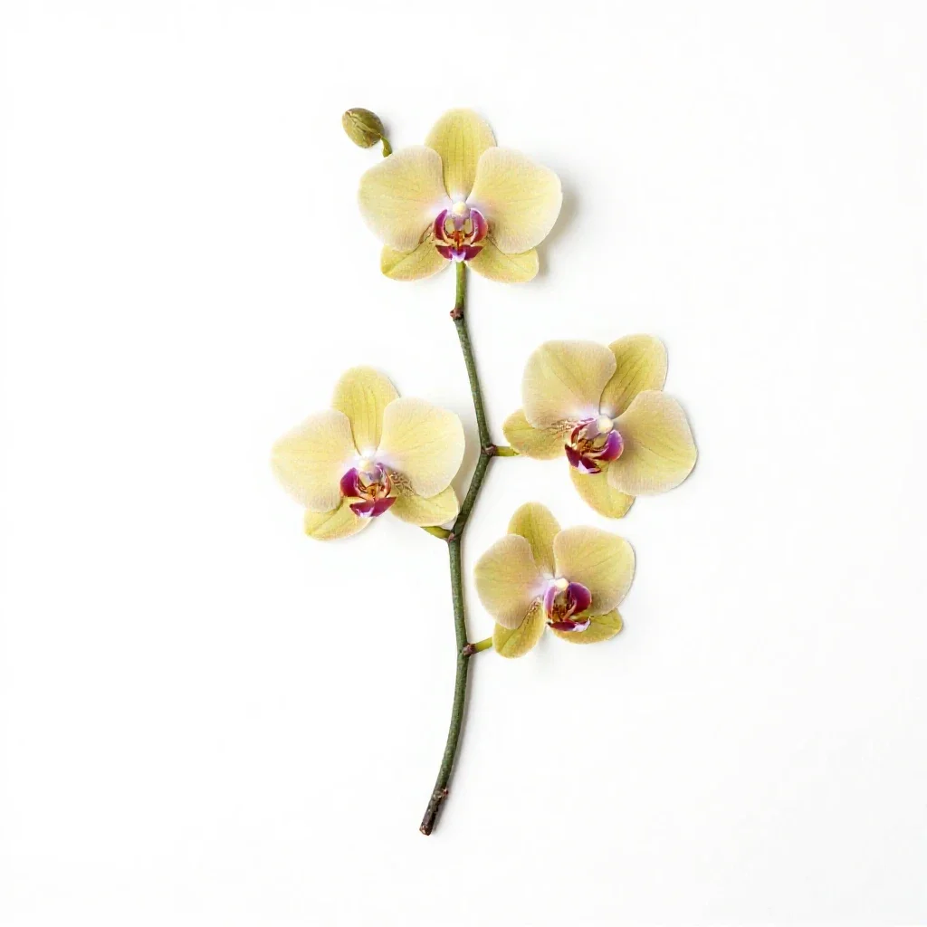 Orchid with arching stems isolated on a white background
