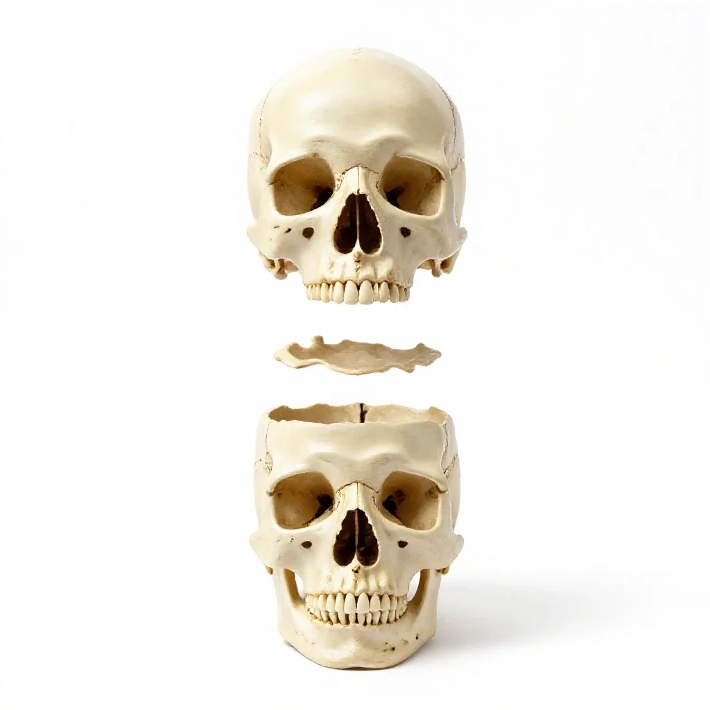 Human skull anatomical model isolated on a white background