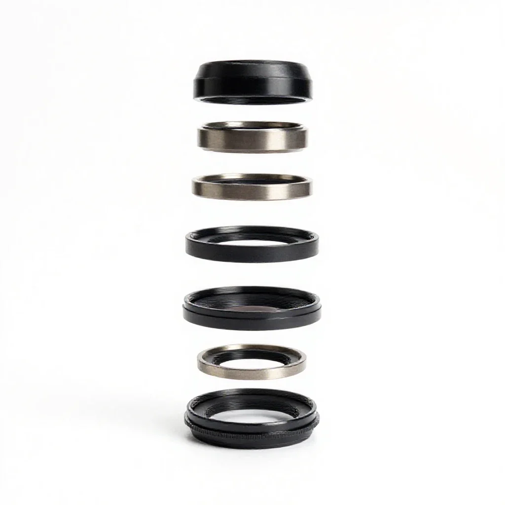 Set of lens elements isolated on a white background