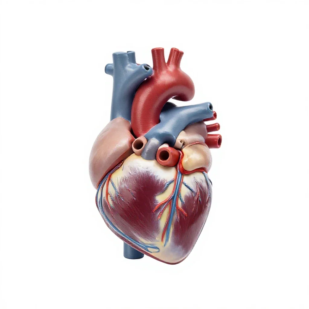 Anatomical heart model isolated on a white background