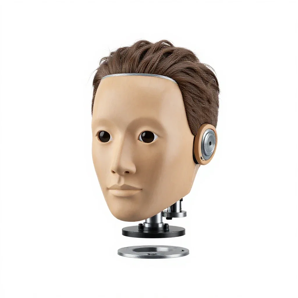 Humanoid robot head isolated on a white background