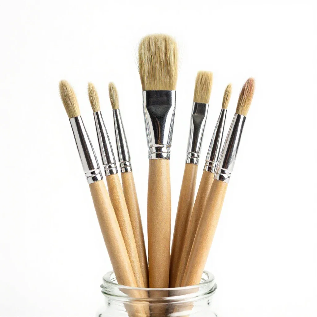 Jar of brushes isolated on a white background