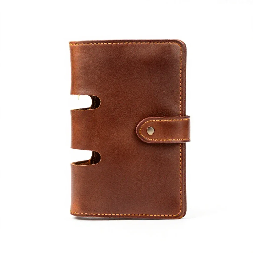 Leather-bound journal isolated on a white background