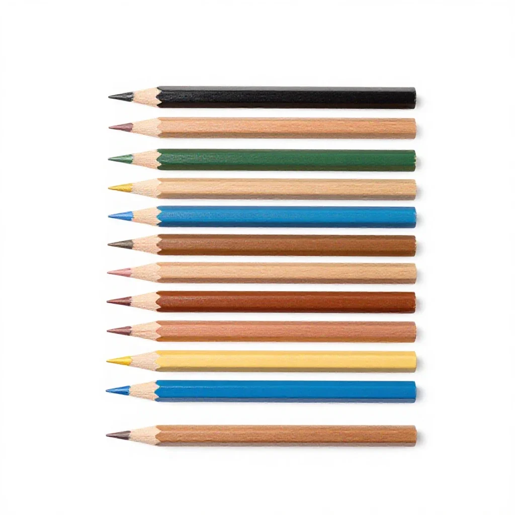 Set of coloured pencils isolated on a white background