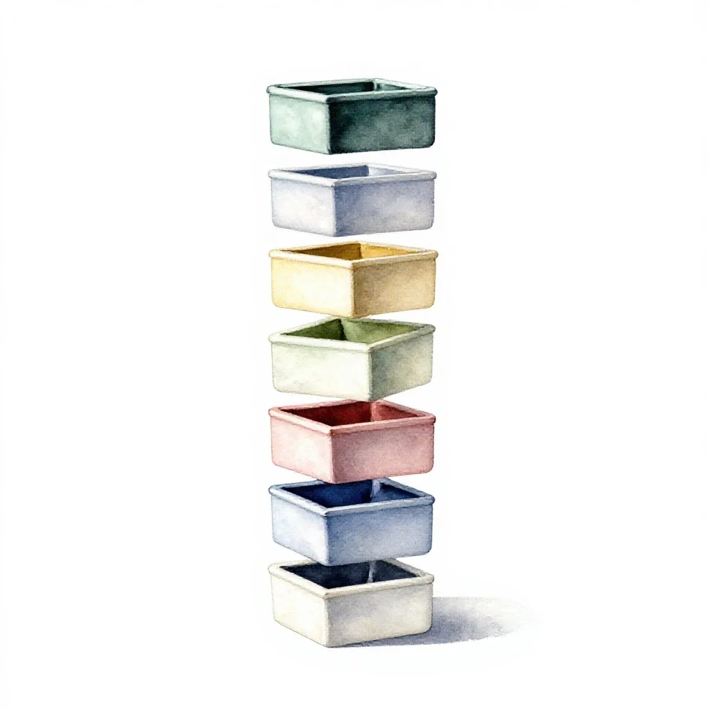 Set of watercolour pans isolated on a white background