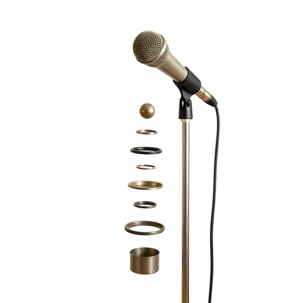 Boom microphone on a stand isolated on a white background
