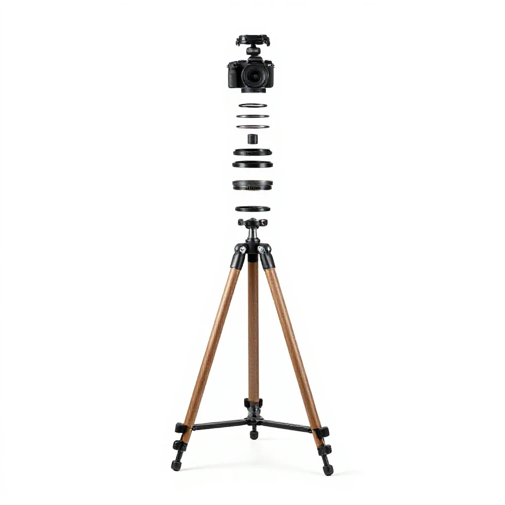 Camera tripod isolated on a white background