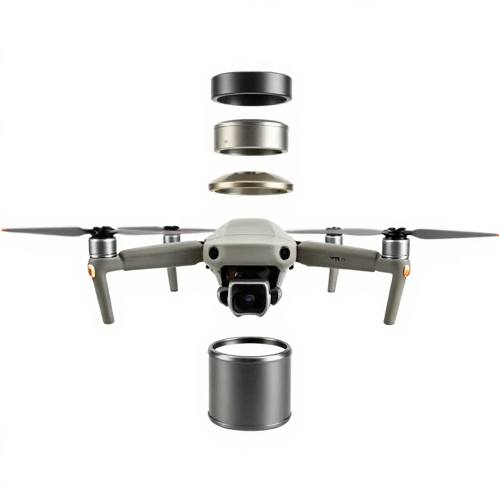 Drone with folded arms isolated on a white background