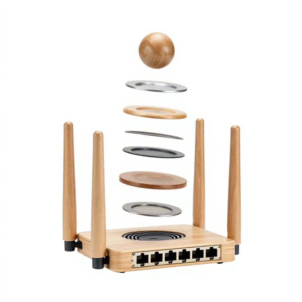 Network router with antennas isolated on a white background