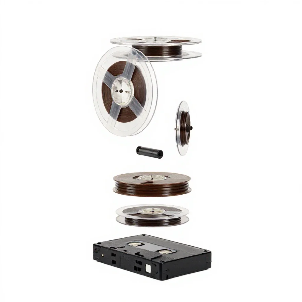 Reel-to-reel tape deck isolated on a white background