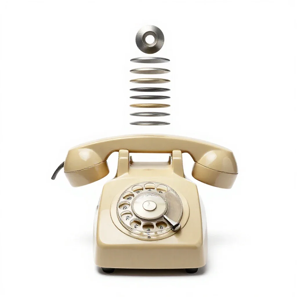 Rotary dial telephone isolated on a white background