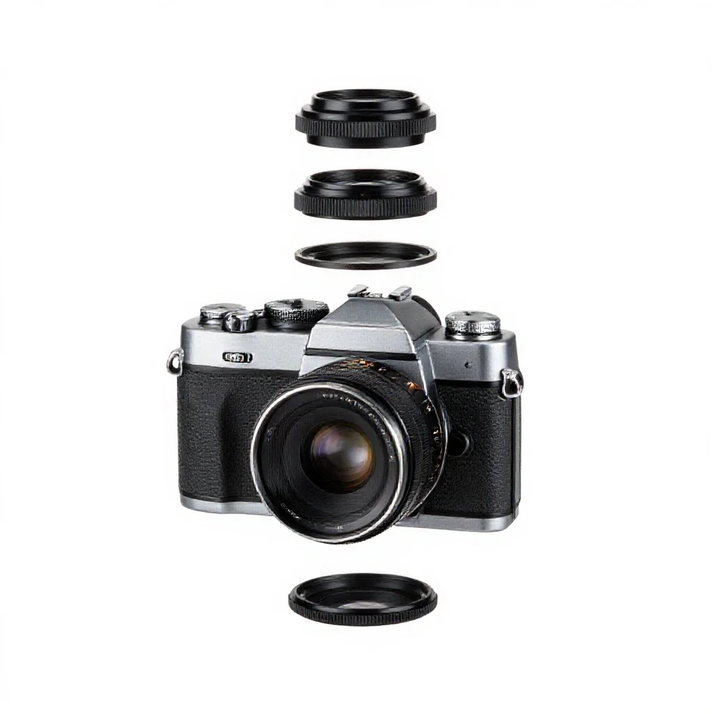 Twin-lens reflex camera isolated on a white background