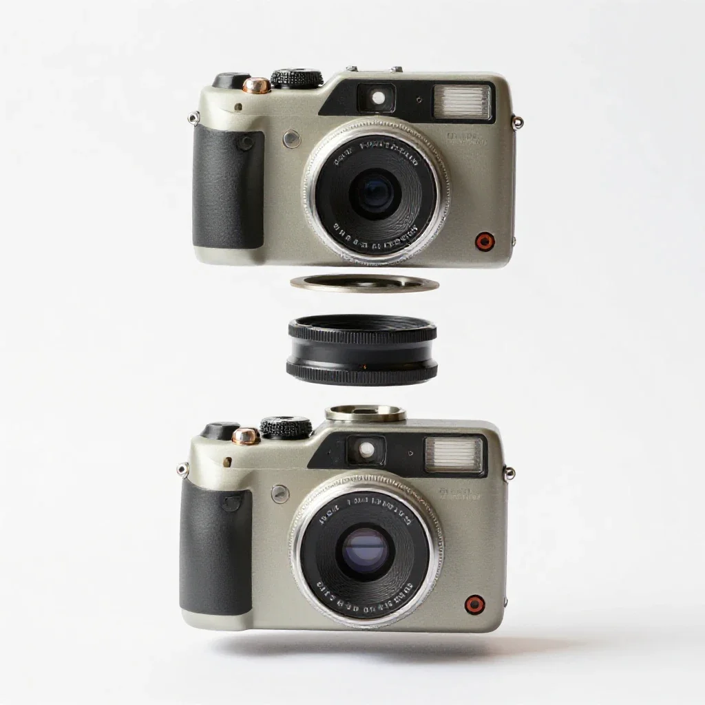 Instant film camera isolated on a white background
