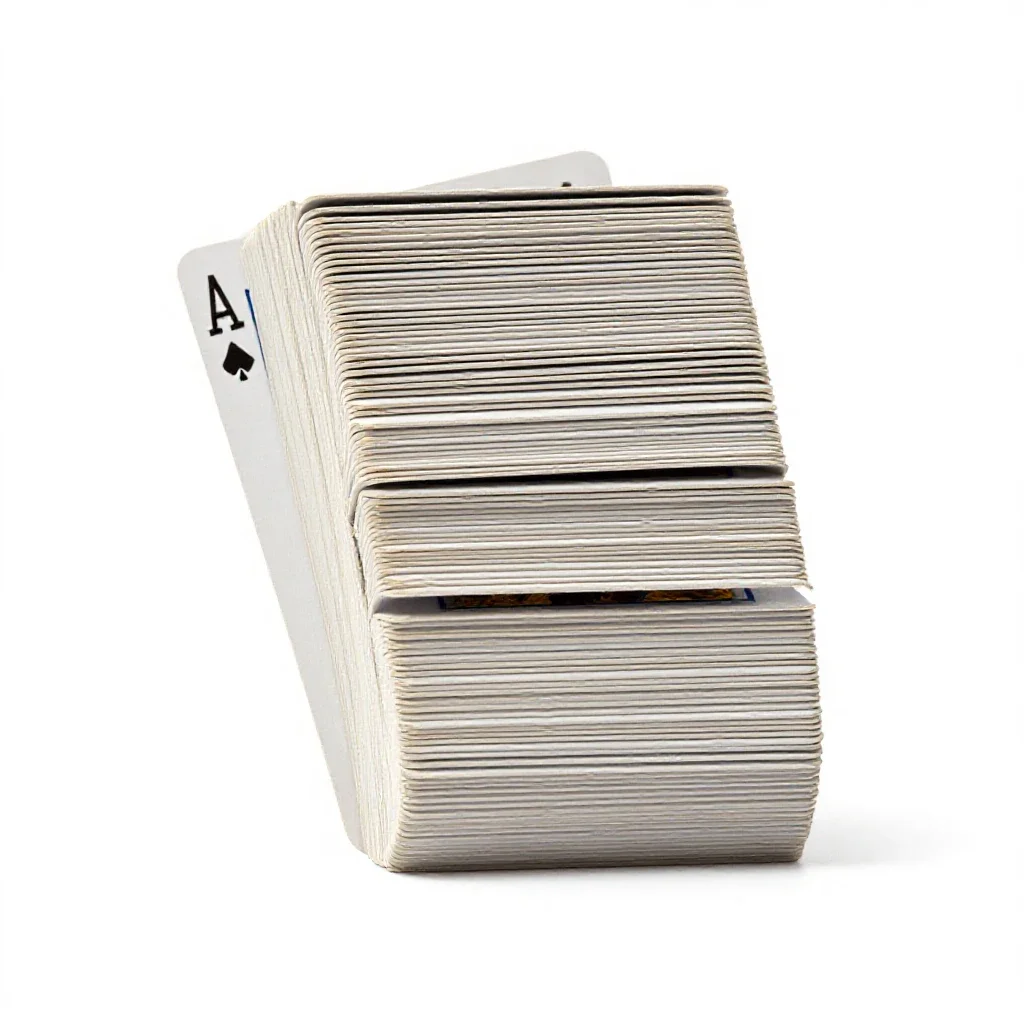 Deck of playing cards fanned out isolated on a white background