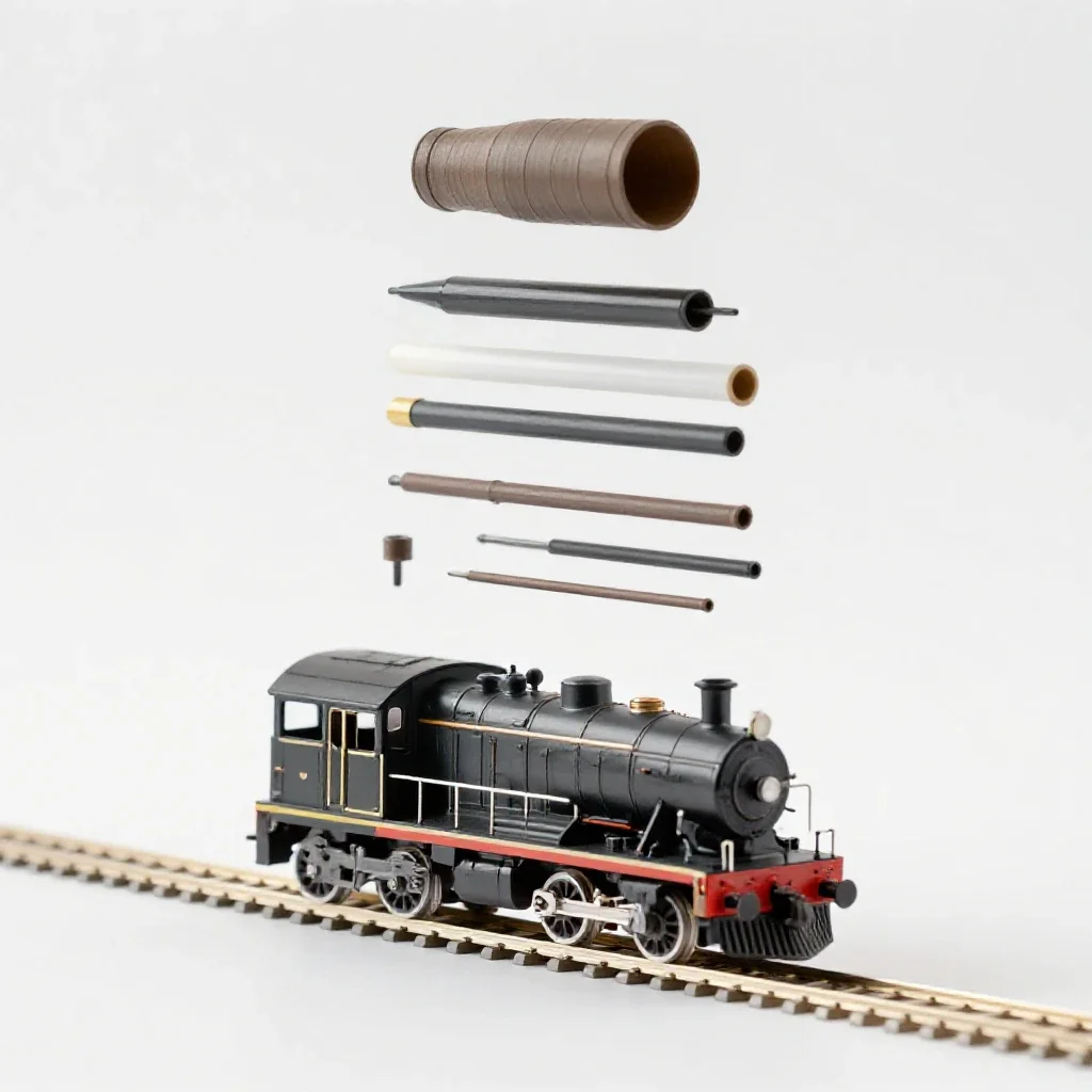 Model train locomotive isolated on a white background
