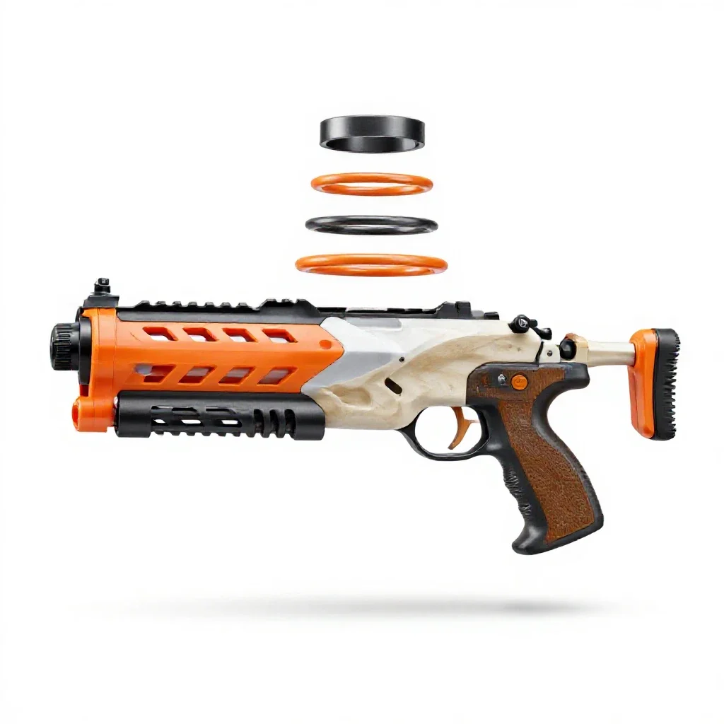 Nerf-style blaster isolated on a white background