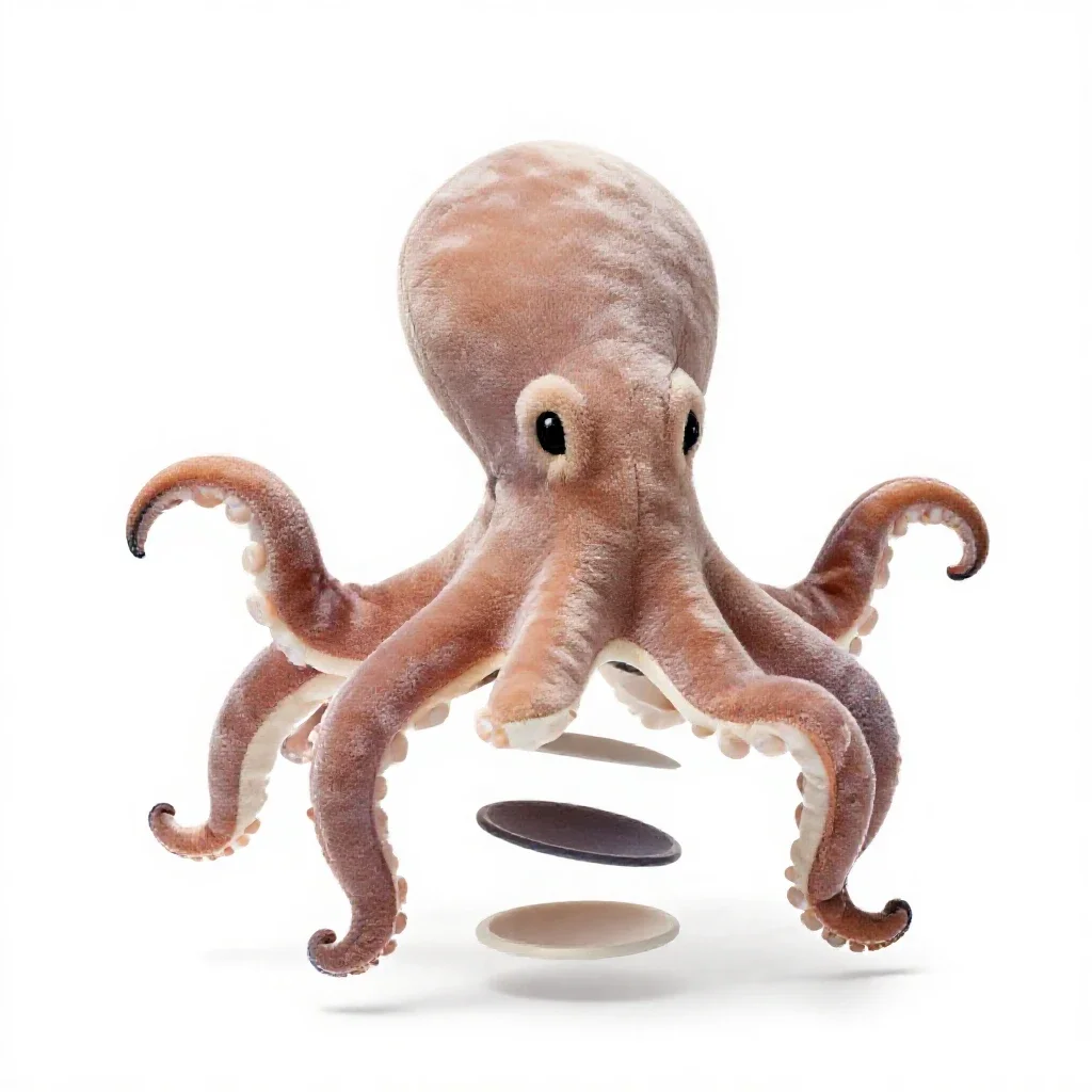 Plush octopus isolated on a white background