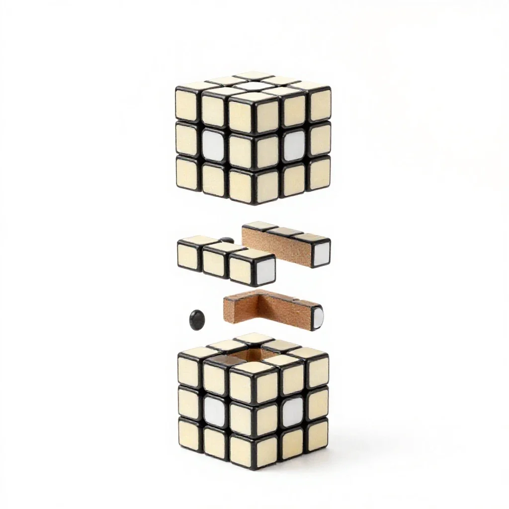 Rubik style twisty puzzle isolated on a white background