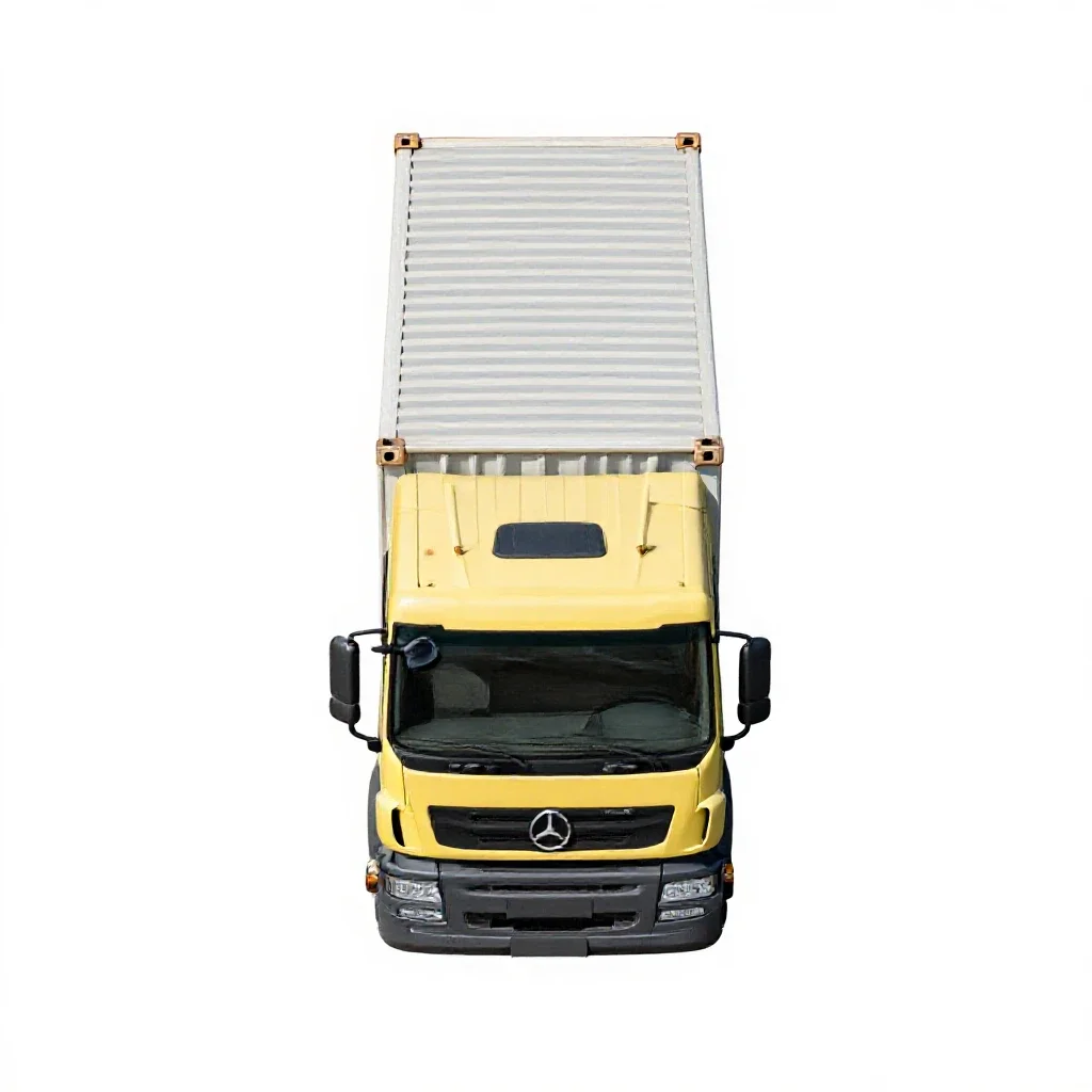 Cargo container truck isolated on a white background
