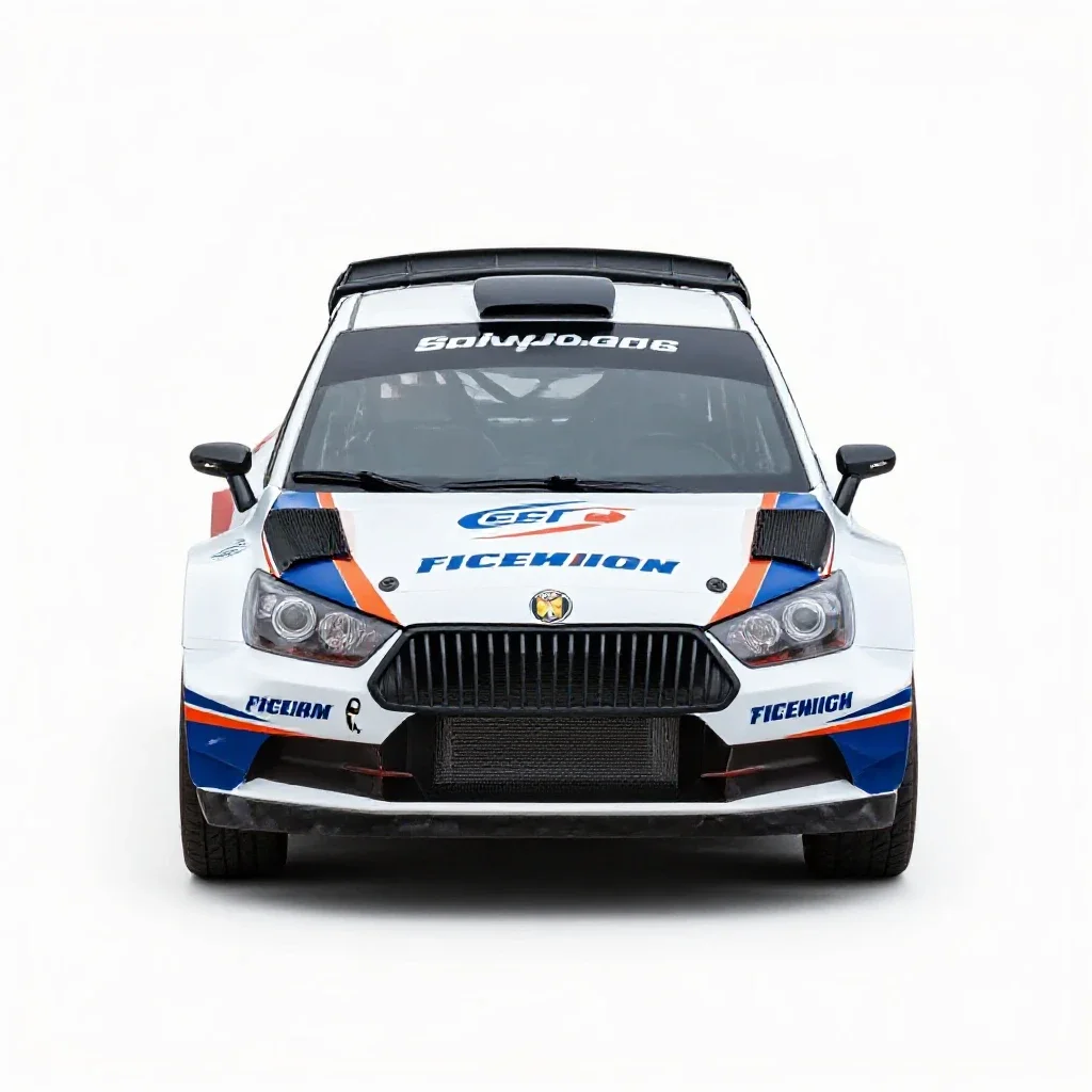 Rally hatchback isolated on a white background