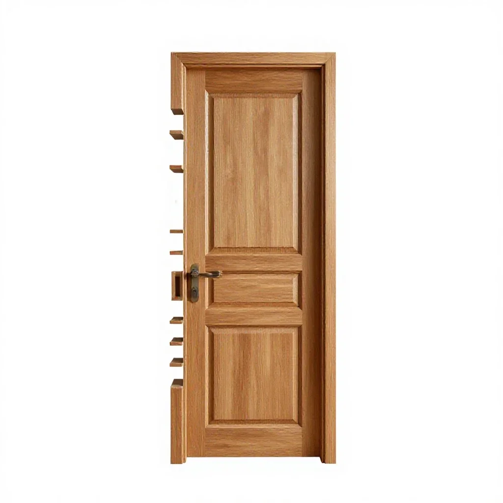 Carved wooden door isolated on a white background