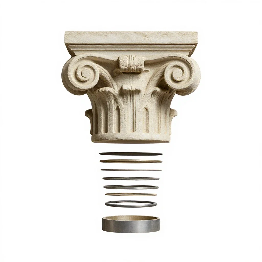 Corinthian column capital isolated on a white background