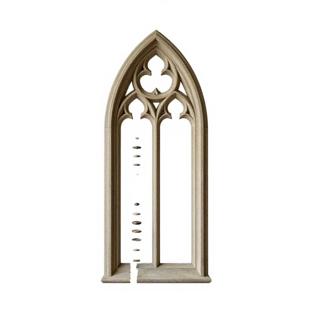 Gothic window tracery panel isolated on a white background