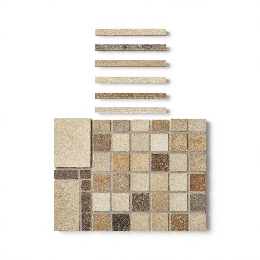 Mosaic floor tile section isolated on a white background