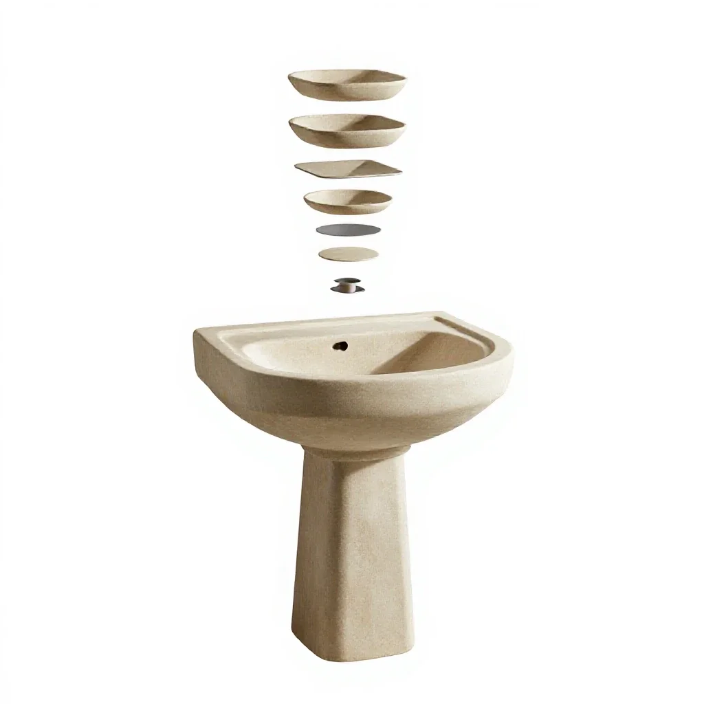 Pedestal sink isolated on a white background