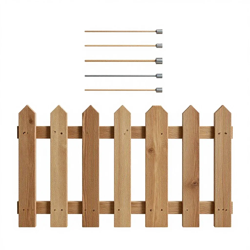 Picket fence section isolated on a white background