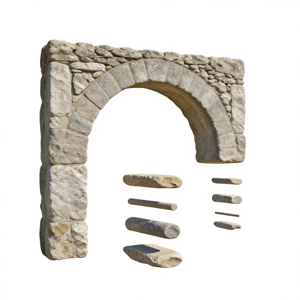 Stone arch keystone isolated on a white background