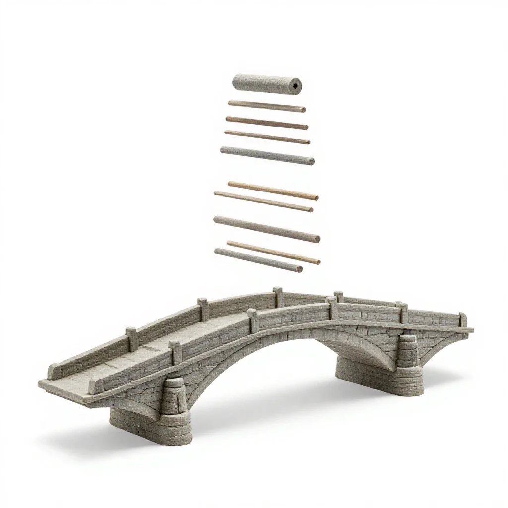 Stone bridge model isolated on a white background