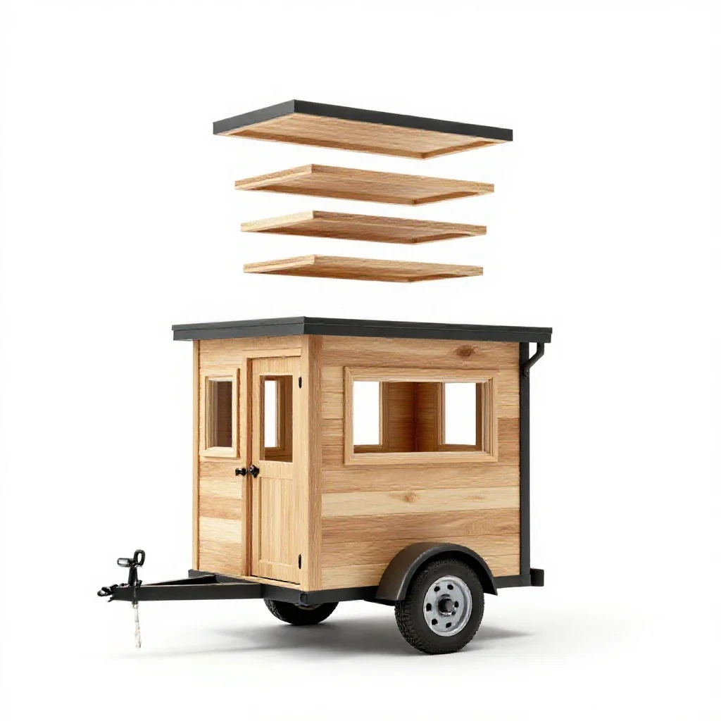 Tiny house on a trailer isolated on a white background
