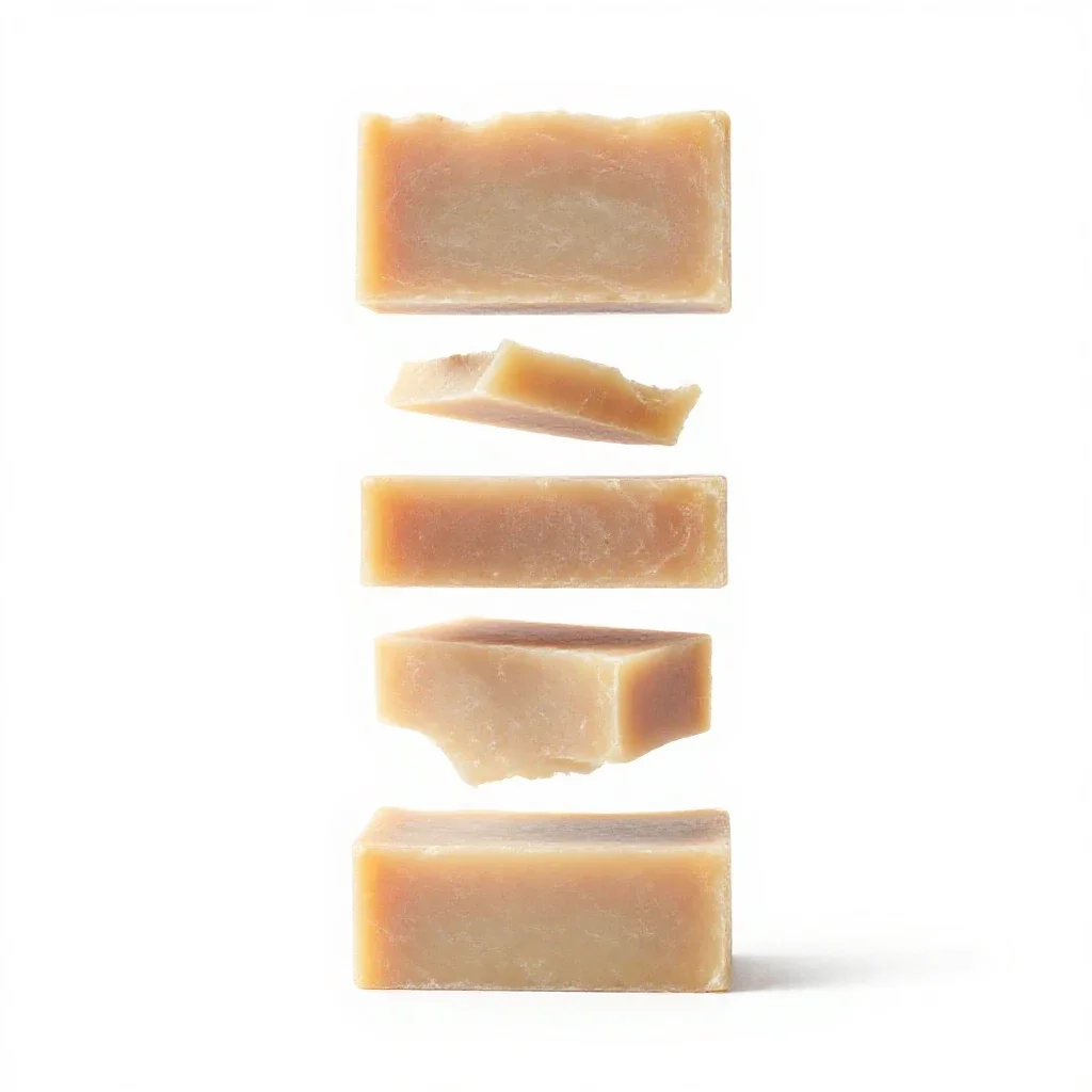 Bar of handmade soap isolated on a white background