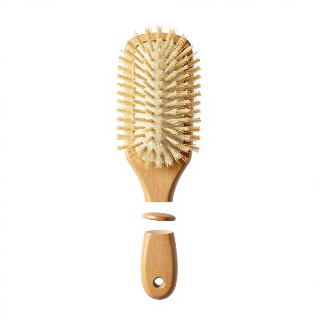 Boar bristle hairbrush isolated on a white background