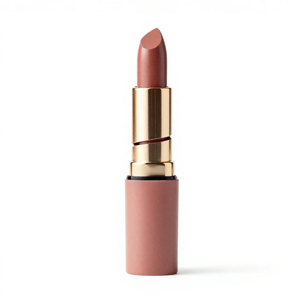 Lipstick tube uncapped isolated on a white background