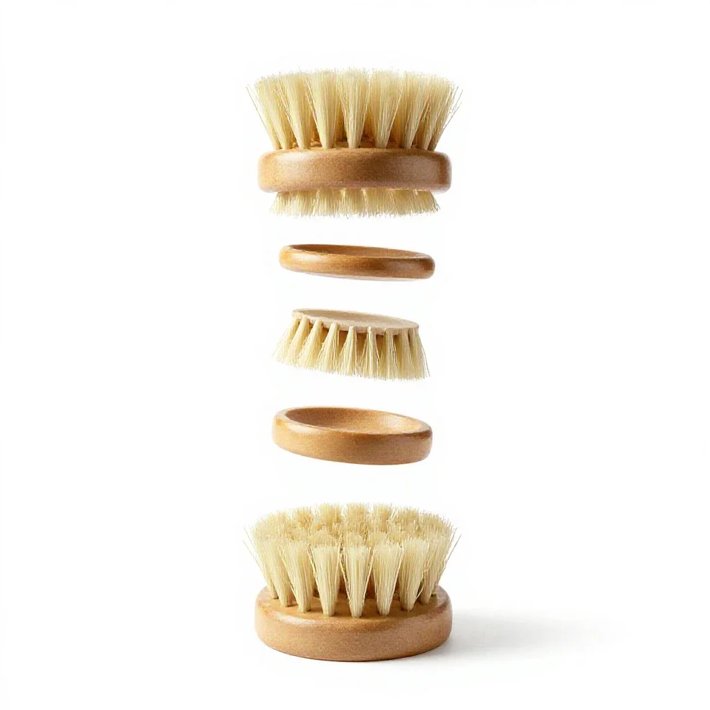 Natural bristle body brush isolated on a white background