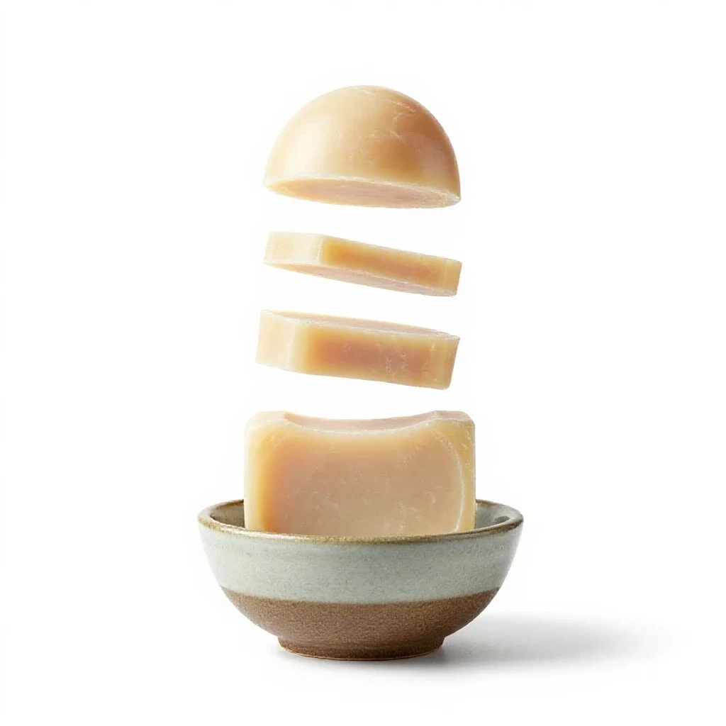 Shaving soap in a bowl isolated on a white background
