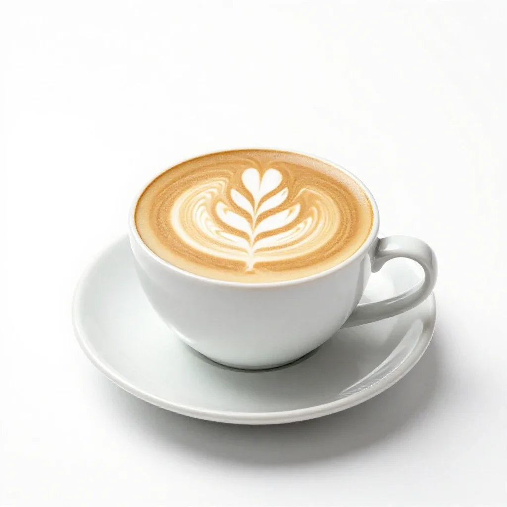 Flat white with latte art isolated on a white background
